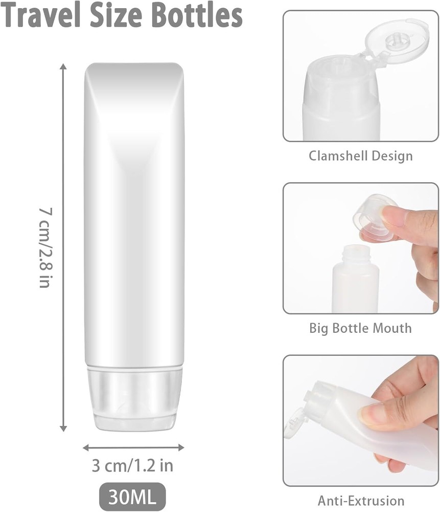 5 PCS Travel Bottles, Refillable Toothpaste Tubes, Small Squeeze white