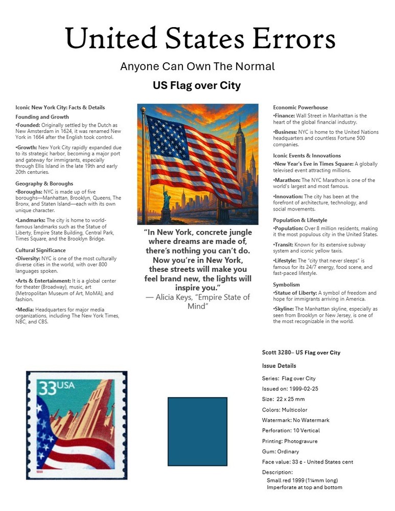 Centsational Custom Presentation Panel For Error SN 3280 - 8.5” X 11”