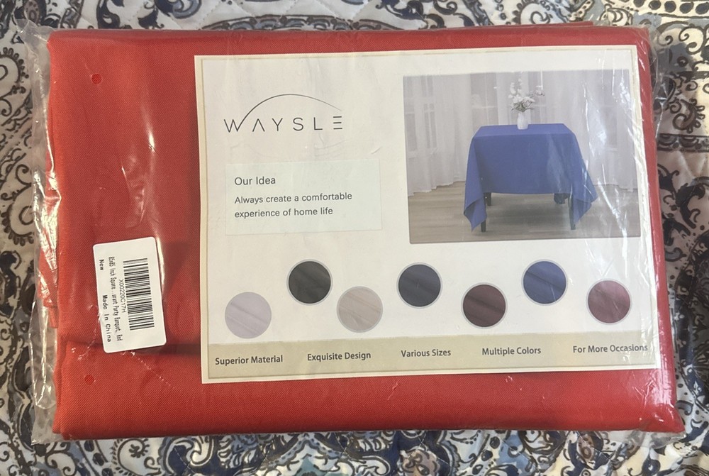 Waysle Red Square Tablecloth, 85 X 85