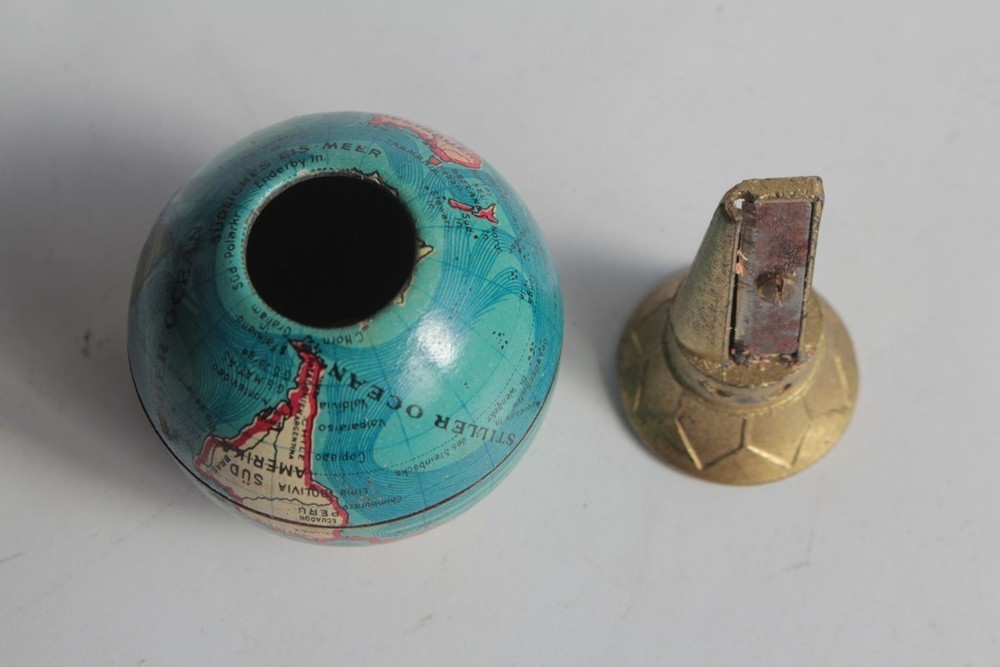 Antique Pencil Sharpener Compass Globe Germany (74360)