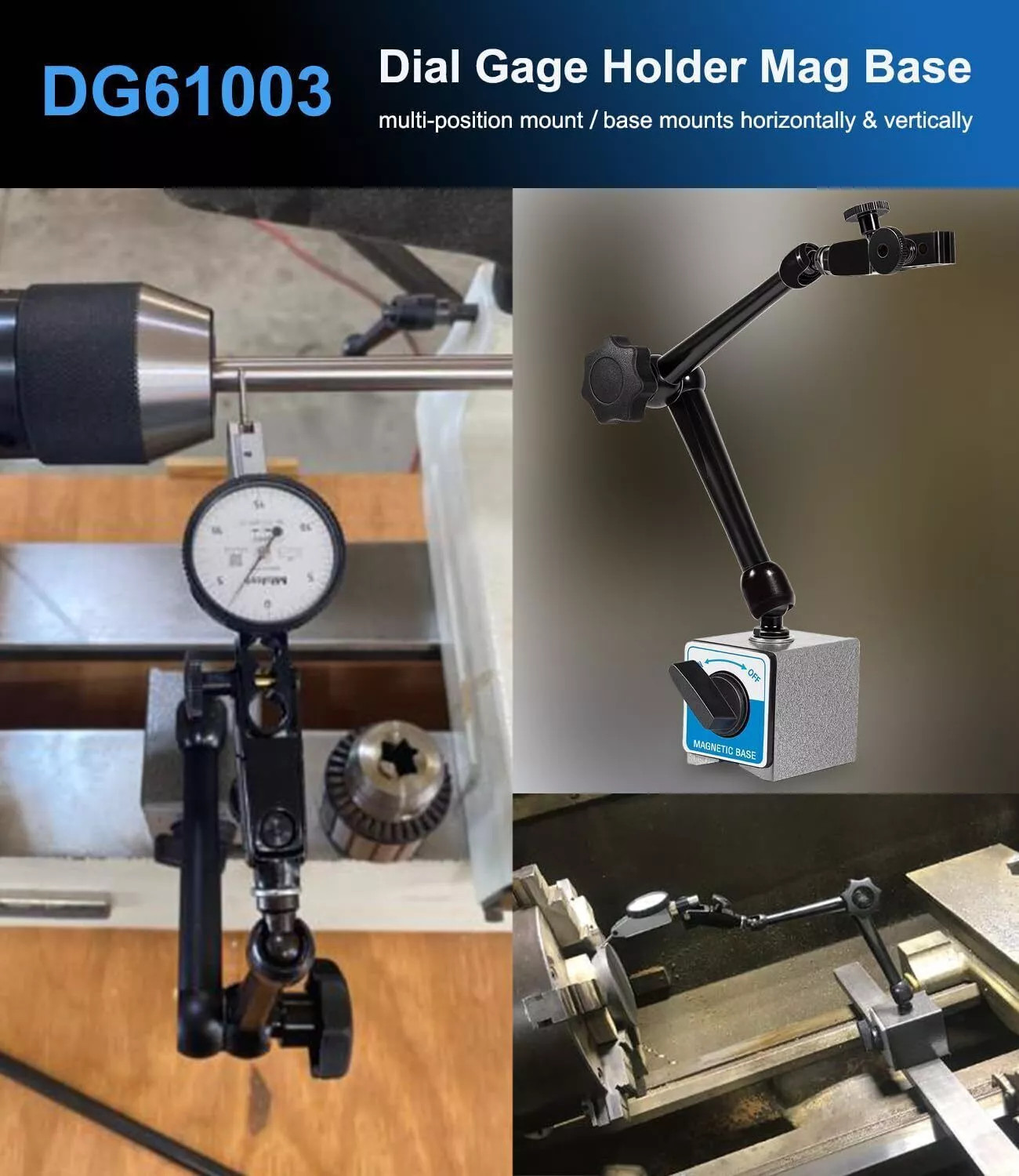 DG61003 For Noga Dial Gage Test Indicator Holder Magnetic Base 176lb Fine Adjust