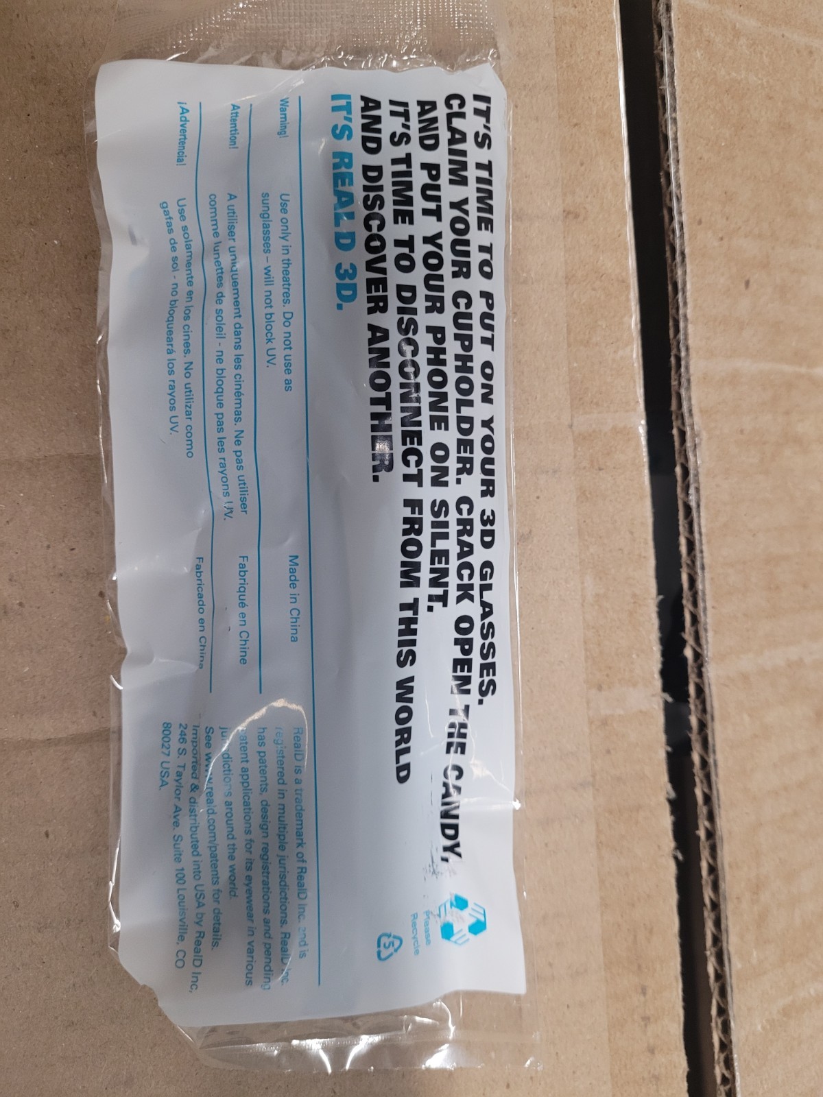 Real D 3D Glasses ADULT Size. 500 Quantity