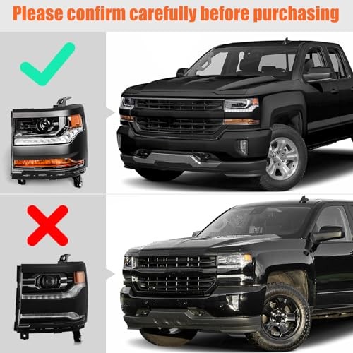 Headlight Assembly Compatible with Chevy Silverado 1500 2016 Left Driver Side