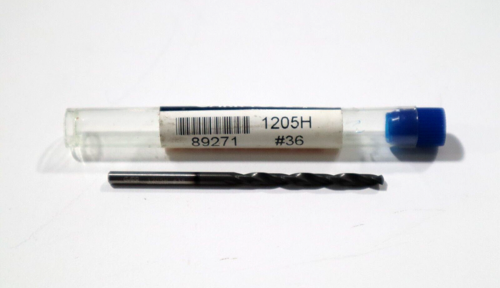 GARR TOOL, 5xD, #36 (.1065) SOLID CARBIDE DRILL, 2 FL, HARDLUBE COATED D663