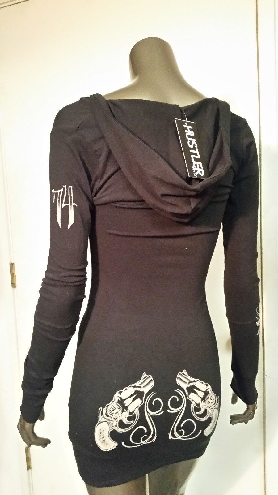 new womens hustler tattered long sleeve hoodie  retail  48.00