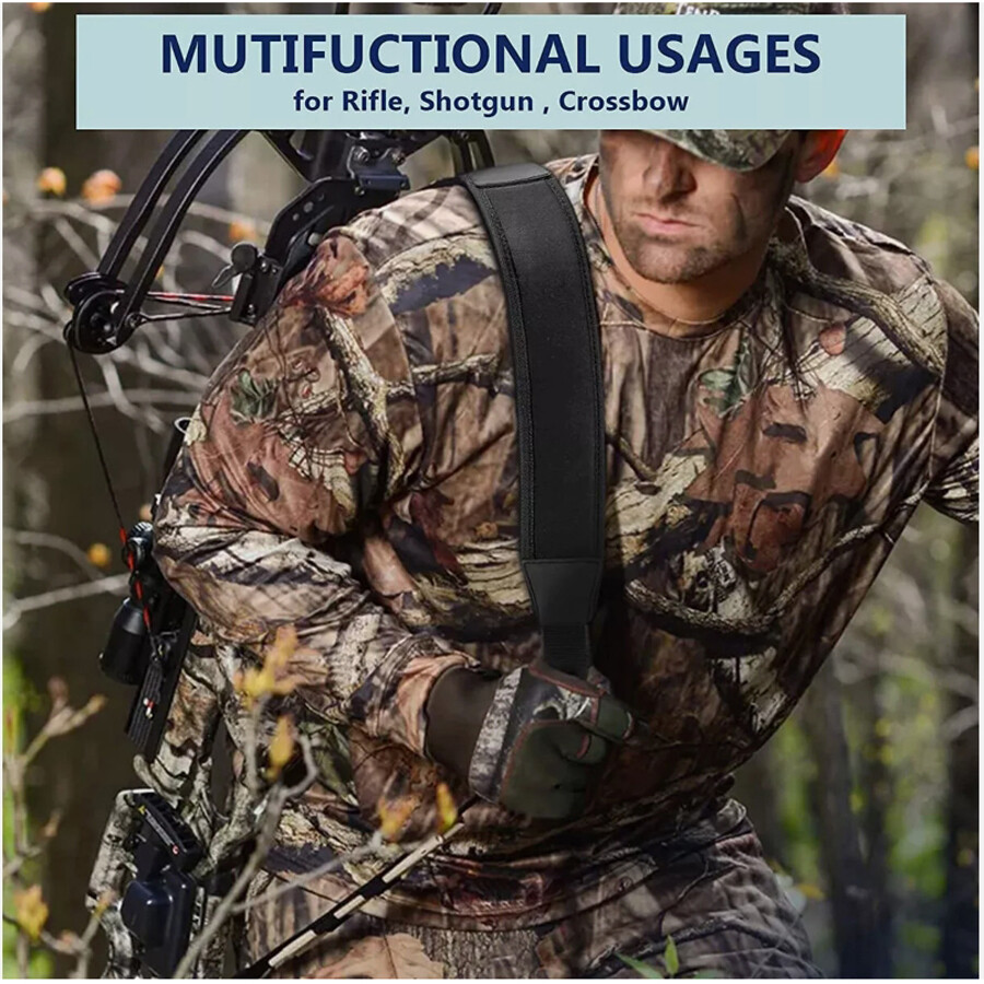 Full Black 2 Point Rifle Gun Sling with Swivels & Neoprene Shoulder Padded Strap