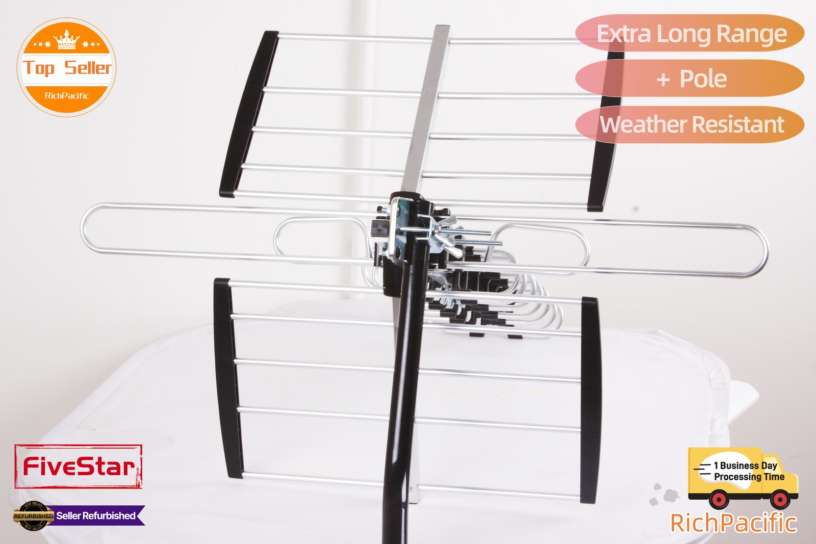 Newly upgraded VHF UHF 4K HDTV Antenna Outdoor 300 Miles Mounting Kit Included