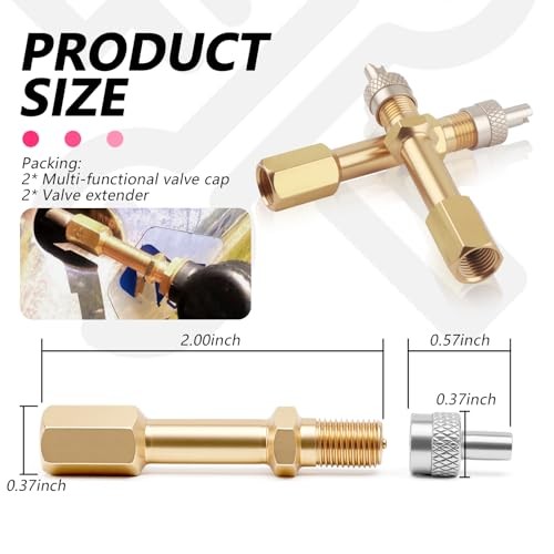 2PCS Tire Valve Stem Extensions,50mm Tire Valve Extender with Straight