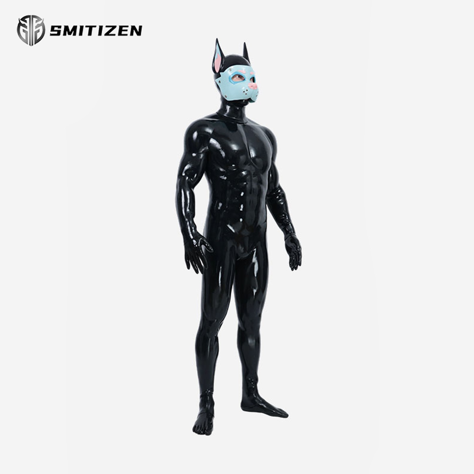 Smitizen Black Glossy Silicone Full Muscle Suit with Anal Hole for Halloween Cos