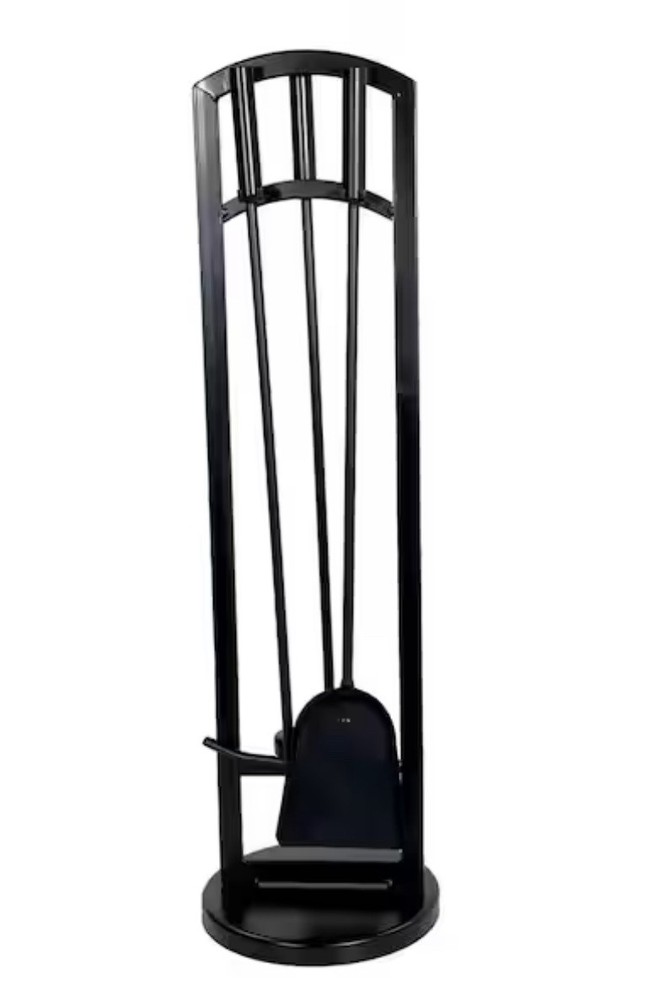 Arched 4-Piece Fireplace Tool Set w/ Log Tong