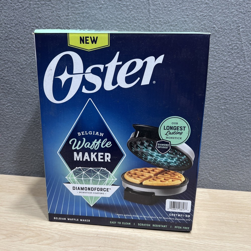 Oster DiamondForce Belgian Waffle Maker with Removable Nonstick Plates Open Box