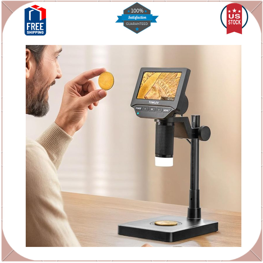 4.3'' Digital Coin Microscope with Screen, Lights & Built-In Weighing Scale