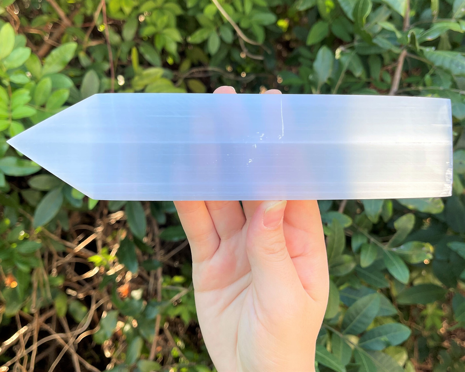 LARGE 8" Polished Selenite Charging Station With Point, Crystal Selenite Plate