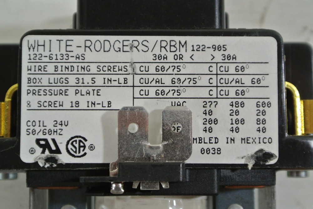 WHITE-RODGERS/RBM Definite Purpose contactor model:122-905