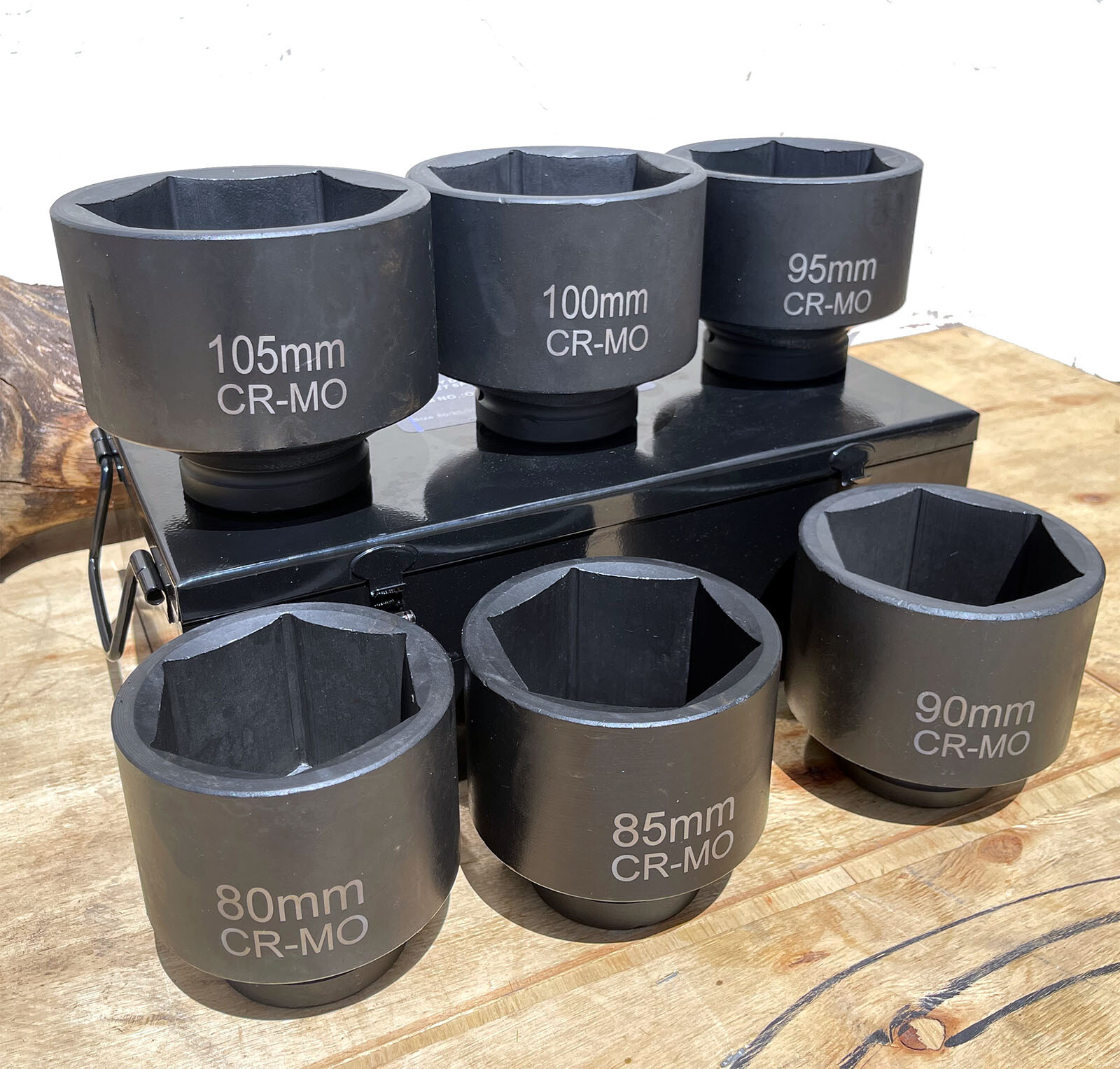 6Pcs  1" Dr.  6pt Metric Jumbo Shallow Impact Sockets Set 80 85 90 95 100 105mm