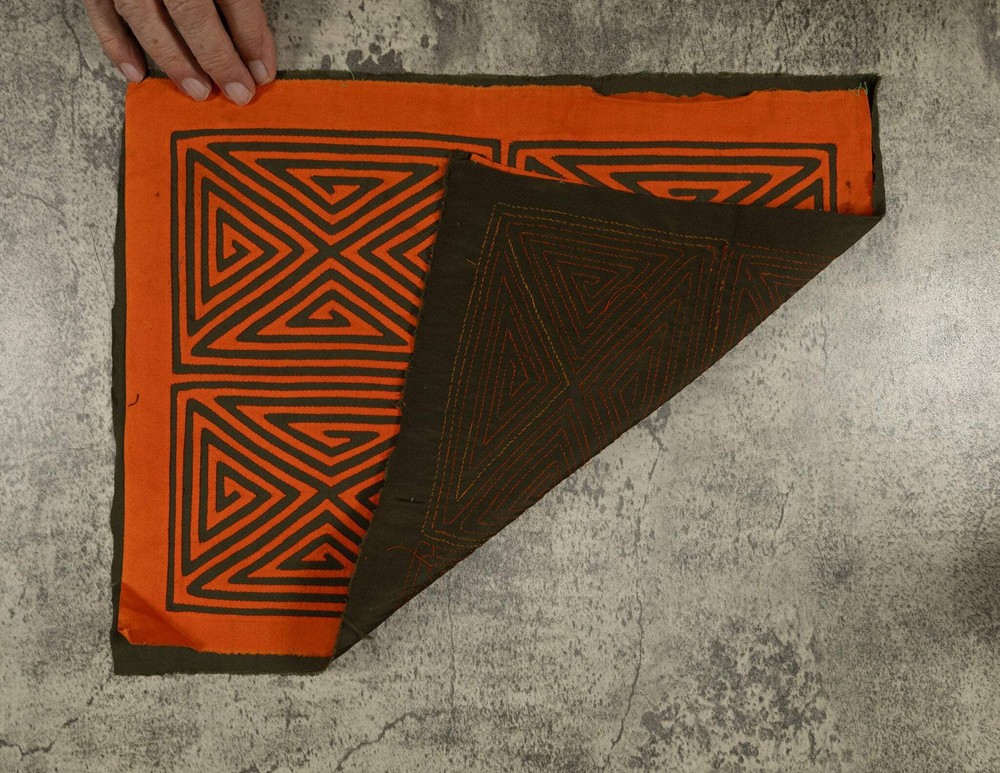 Vintage Orange And Black Four Square Mola