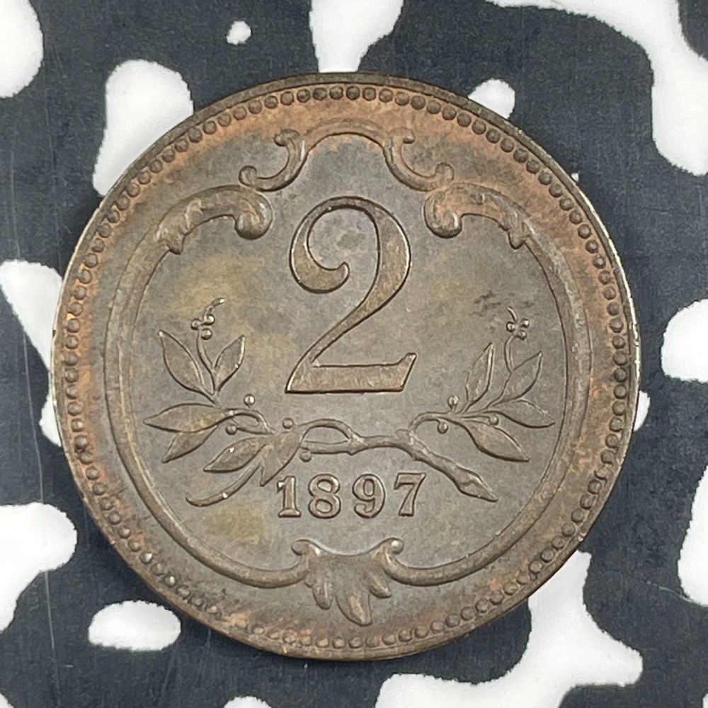 1897 Austria 2 Heller Lot#C9563 Nice!