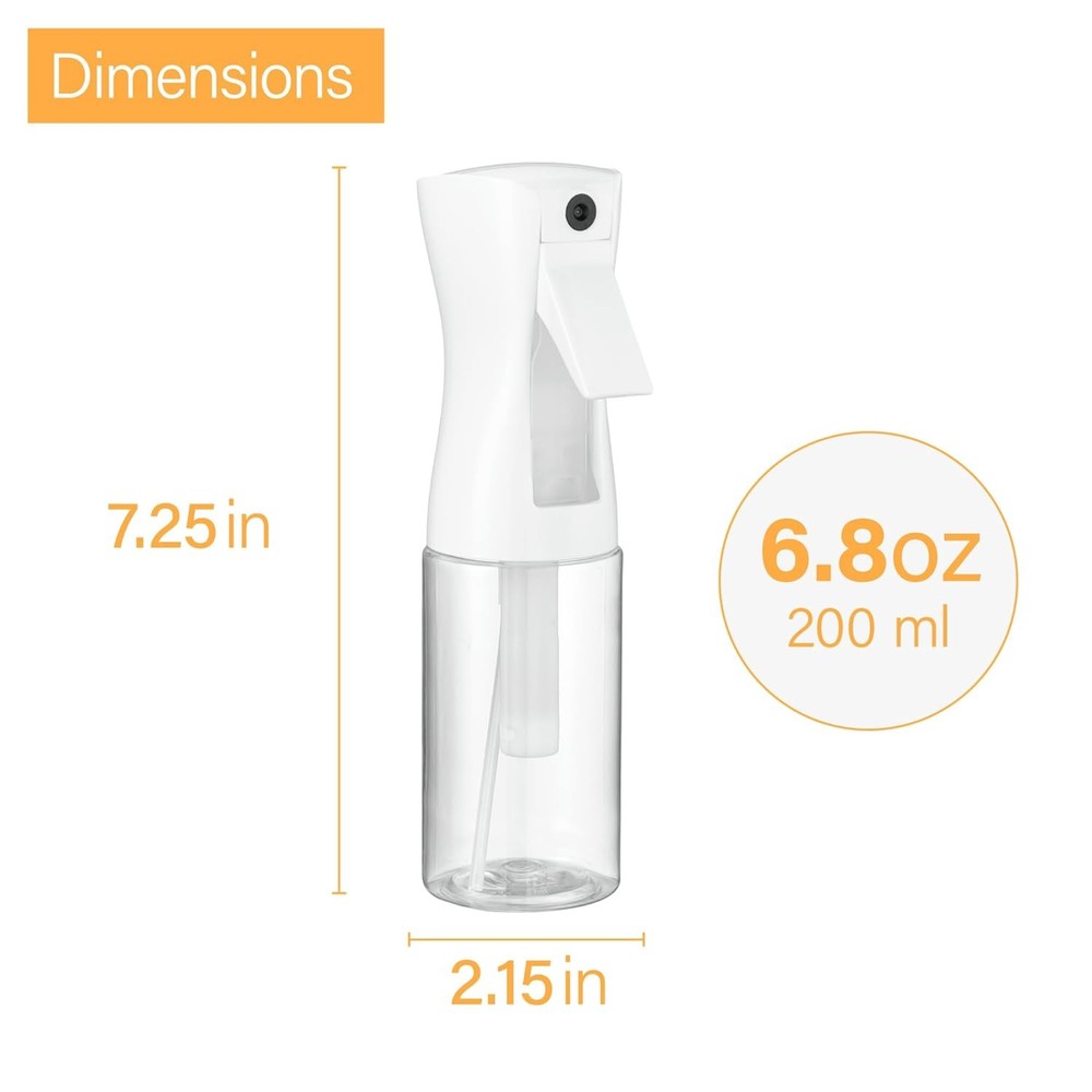 2 Pack Continuous Spray Bottles - Ultra Fine Mist (2-Pack) - 6.8 Oz, Clear