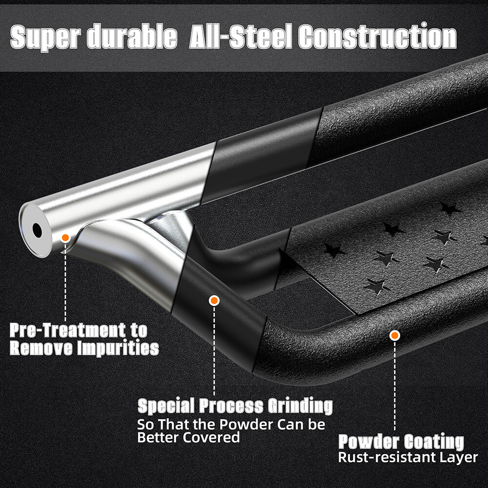 6" Running Boards for 2020-2024 Jeep Gladiator JT 4 Door Drop Side Step Nerf Bar