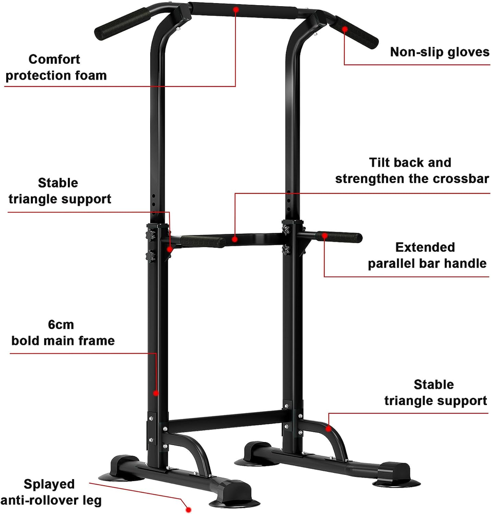 Power Tower Pull Up Bar Multi-Function Strength Training Fitness Workout Station