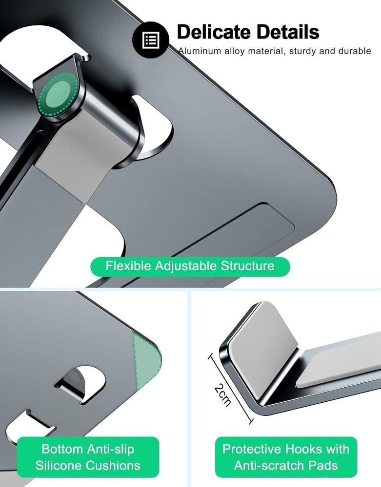 Foldable Laptop Stand, Height Adjustable Ergonomic Computer Stand for Gray