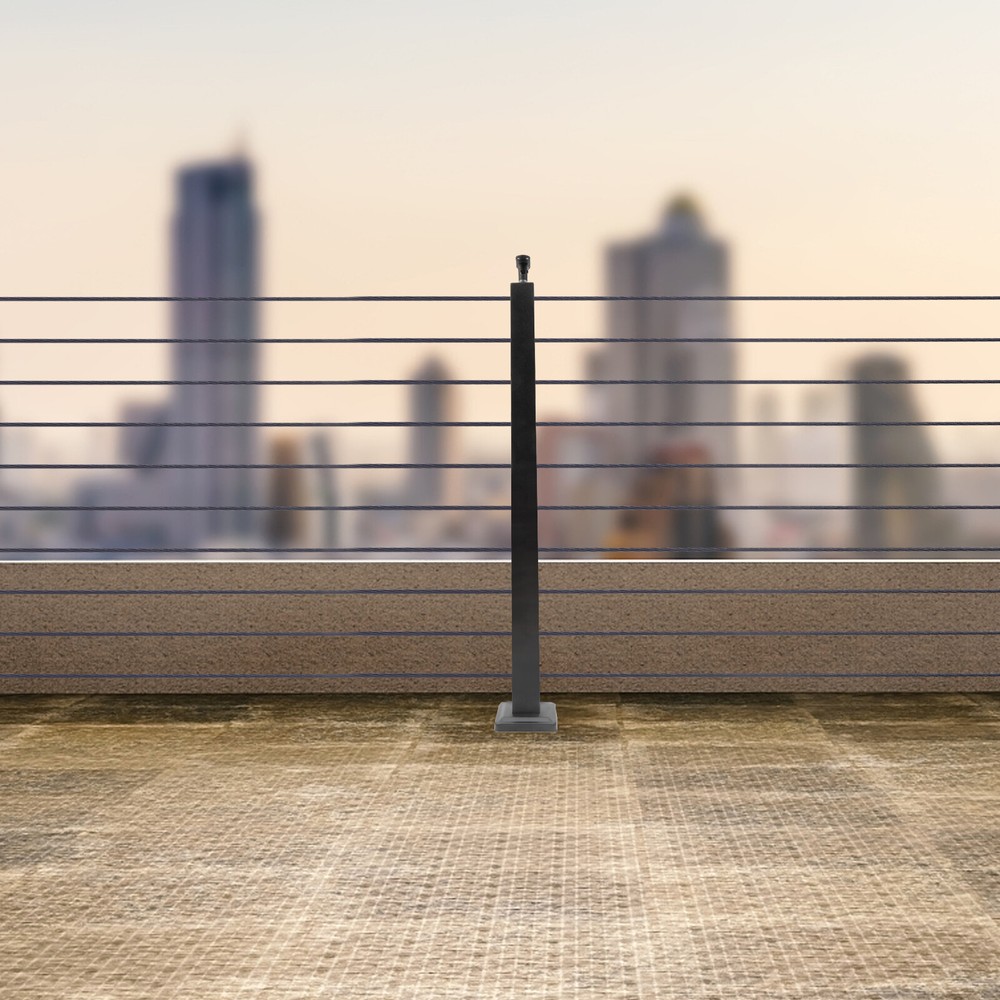Cable Railing Post Deck Railing Kit 36"x2"x2" Black Post w/ Pre-Drilled Holes