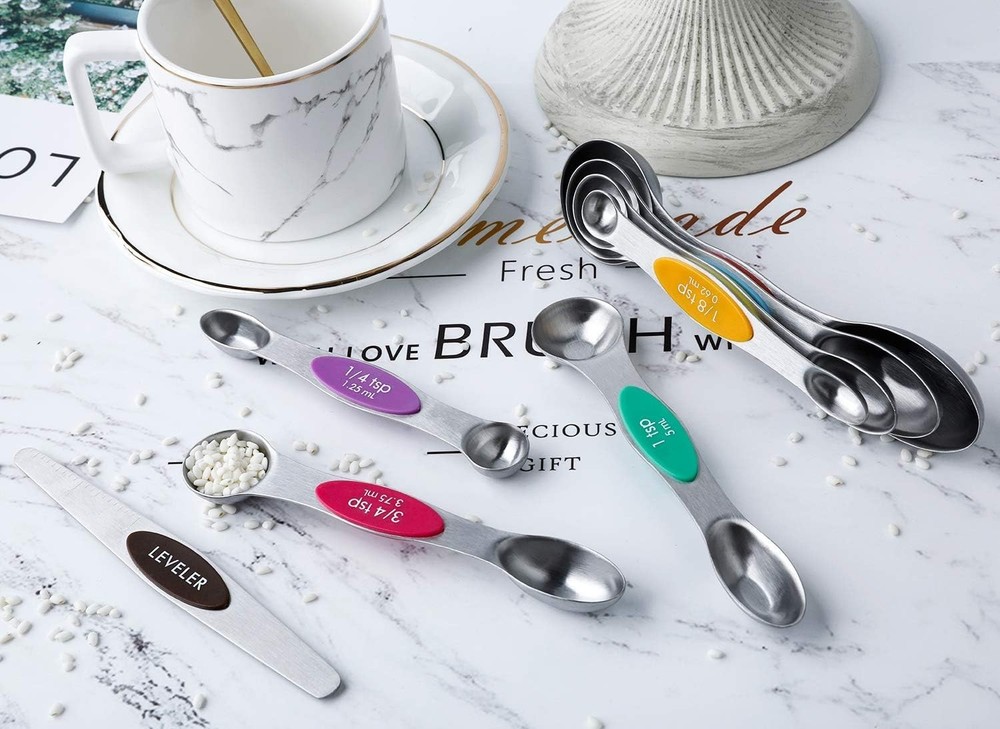 Stackable Magnetic Measuring Spoons - 8-Piece Stainless Steel Culinary Precision