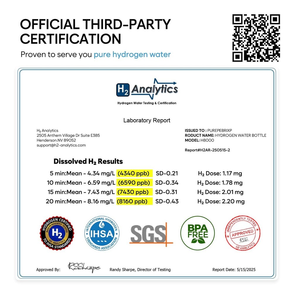 8100PPB Hydrogen Water Bottle SPE PEM Generator