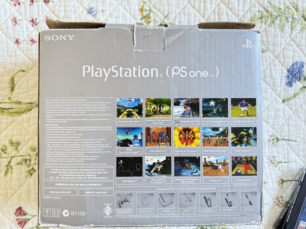Sony PlayStation 1 PS1 PS One Slim Console Boxed SCPH-102A + Controller & Cables