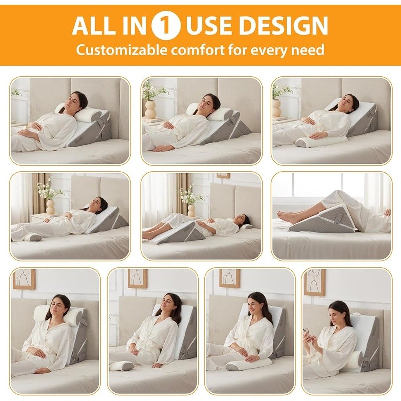 Multi-Functional Wedge Pillow Set Back Support Post Surgery Memory Foam New