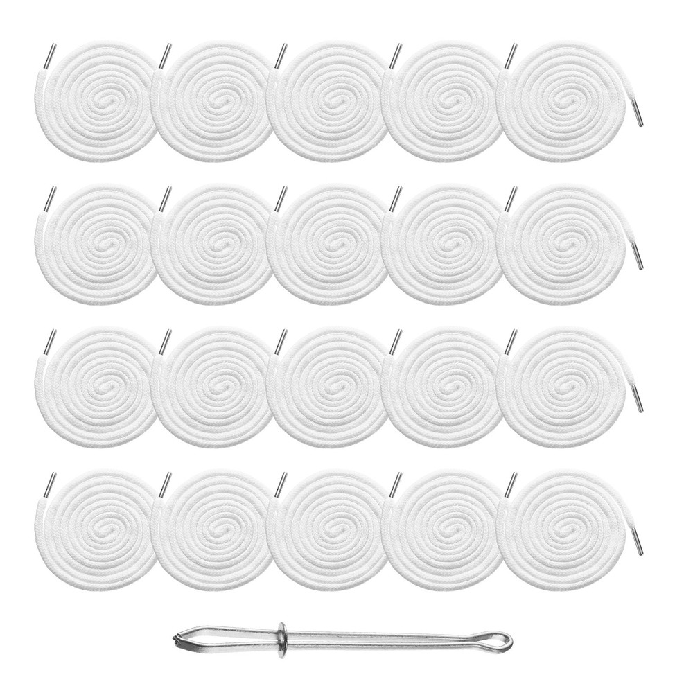 20pcs Drawstring Cords 51" Replacement Drawstring with Threader, White