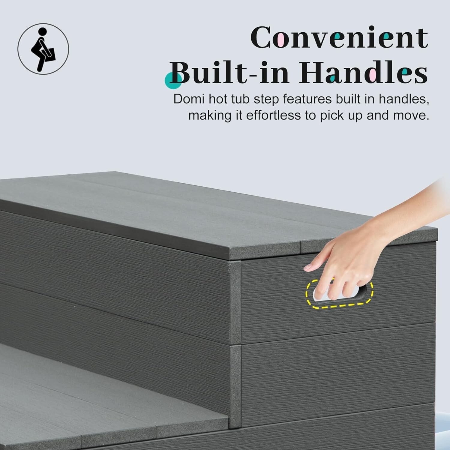 Domi Universal Spa & Hot Tub Step, Non-Slip Heavy Duty Aluminum Spa Steps(Grey)