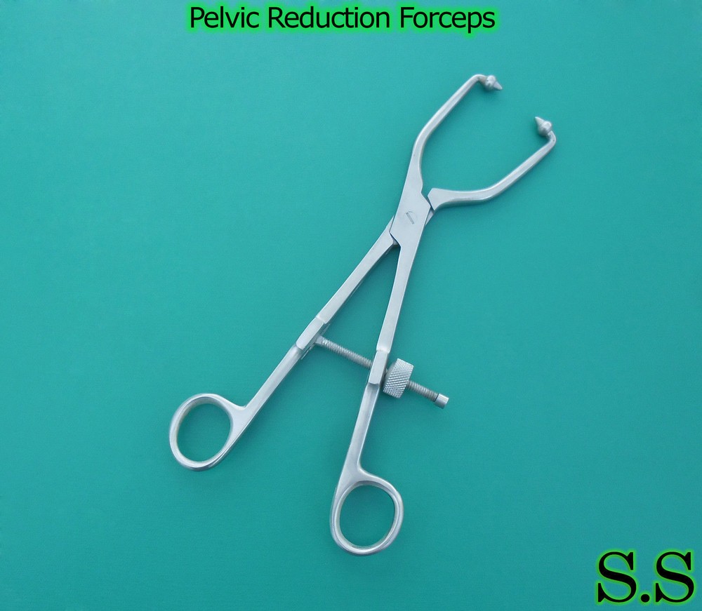 Pelvic Reduction Forceps 9 ½” angled short ball tips
