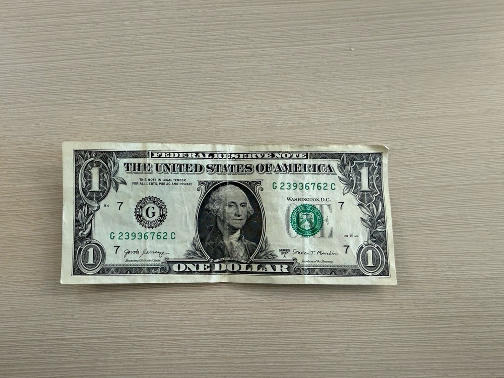 2017 A $1 Dollar Bill Misaligned Off Center Cut Error