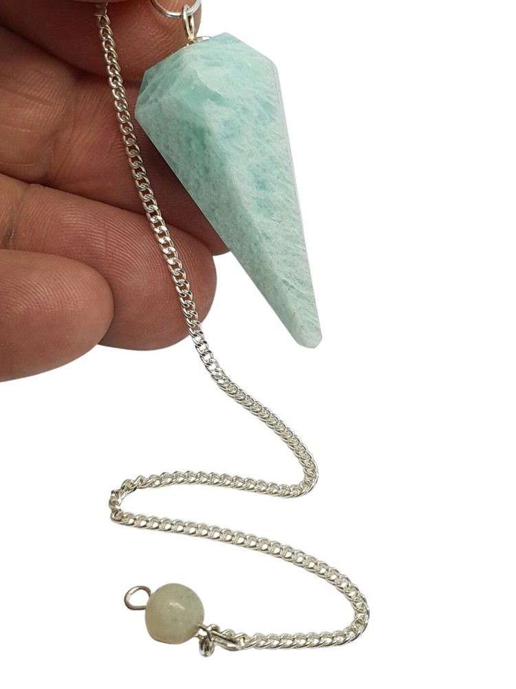 Amazonite Gemstone Point Pendulum Dowsing Crystal Dowser Reiki Chakra Healing