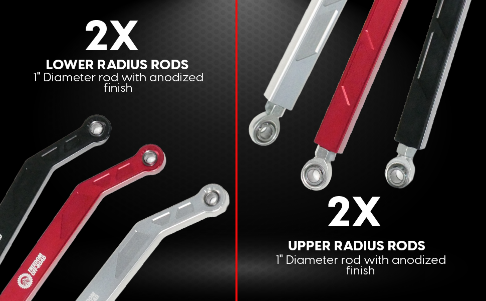 Freedom Off-Road 14-16 RZR High Clearance Heavy Duty Radius Rod Set (4) - Red