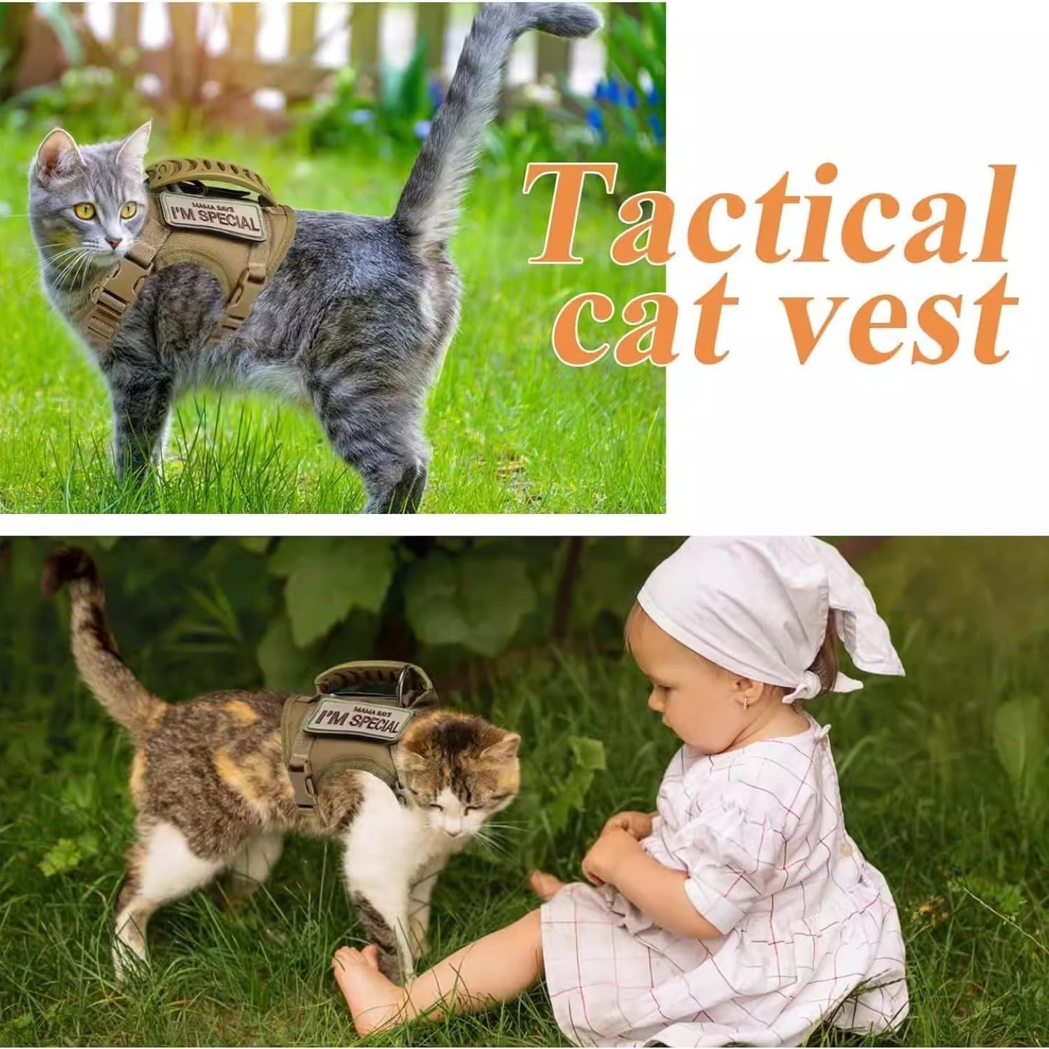 Tactical Cat Harness and Leash Set for Walking Escape Proof Adjustable Large ...