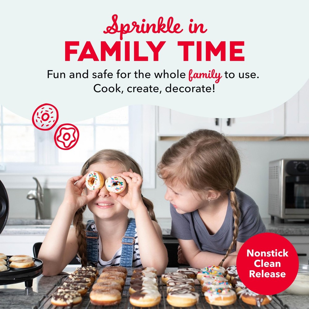 Double Dash Express Mini Donut Maker Homemade Dessert Features Double-Sided