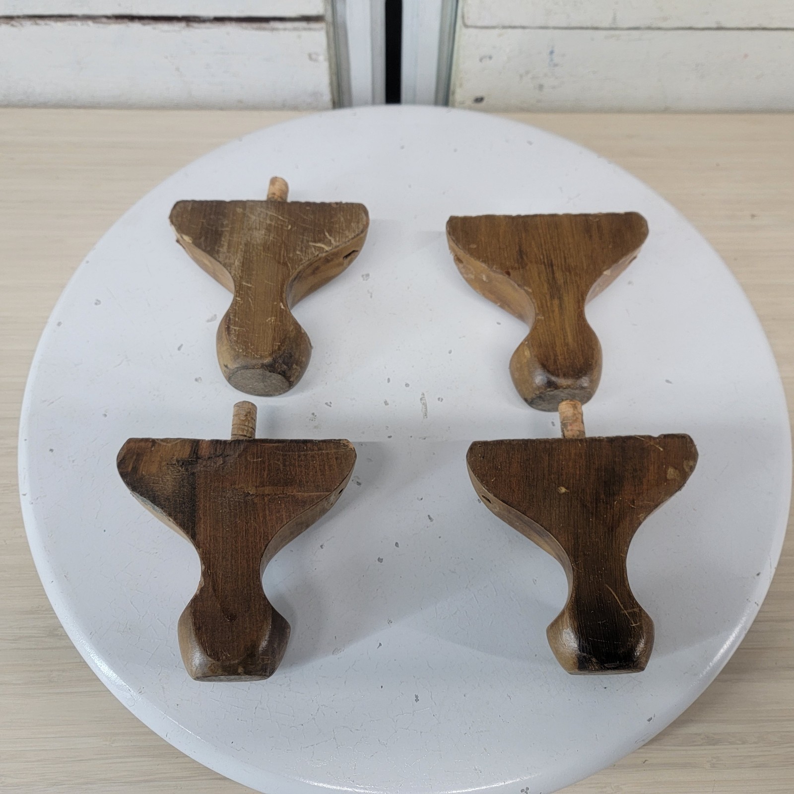 Set of 4 Vintage Solid Wood Furniture Feet Legs Salvaged Cabinet Sofa