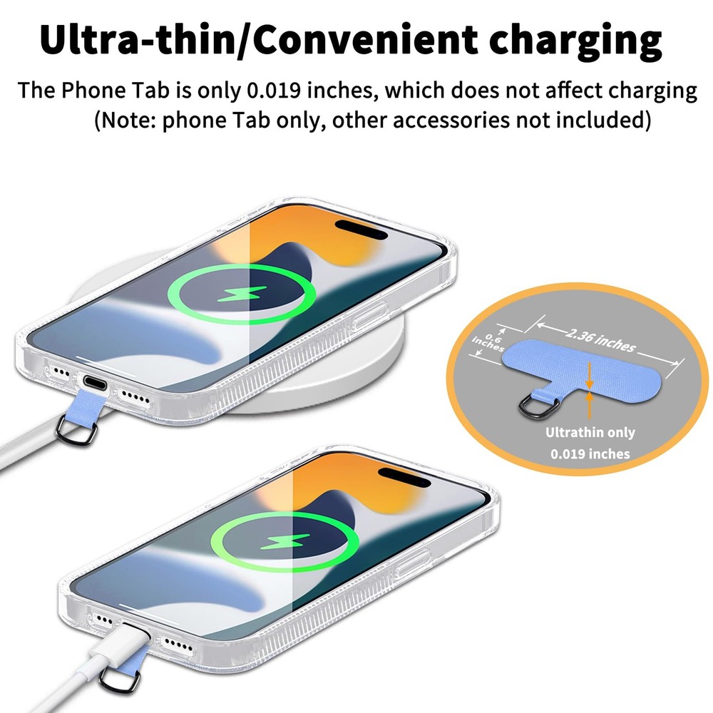 TACOMEGE Phone Tether Tab for iPhone, Cell Lanyard Patch, Blue