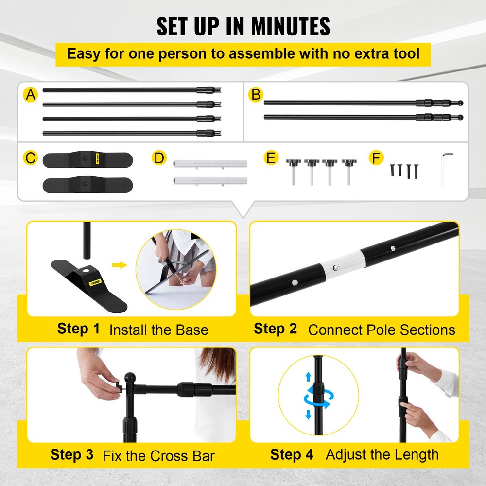 Telescopic Backdrop Banner Stand Adjustable Retractable with Carrying Bag