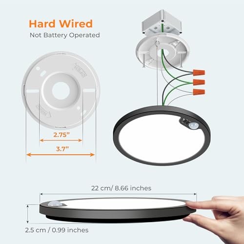 Motion Sensor Ceiling Light Wired, 8.7 Inch 3000K 4000K 5000K 8.7inch 4pack