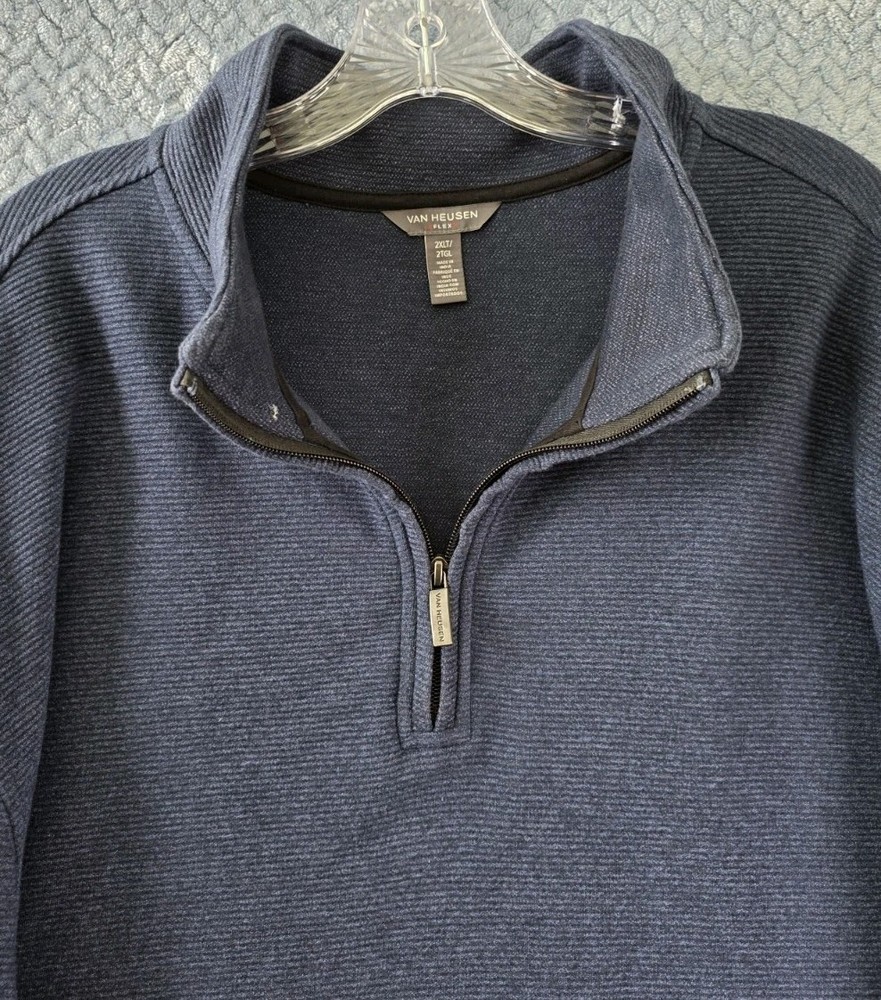Van Heusen Flex 1/4 Zip Sweater Pullover in Blue Mens Size 2XLT Dadcore
