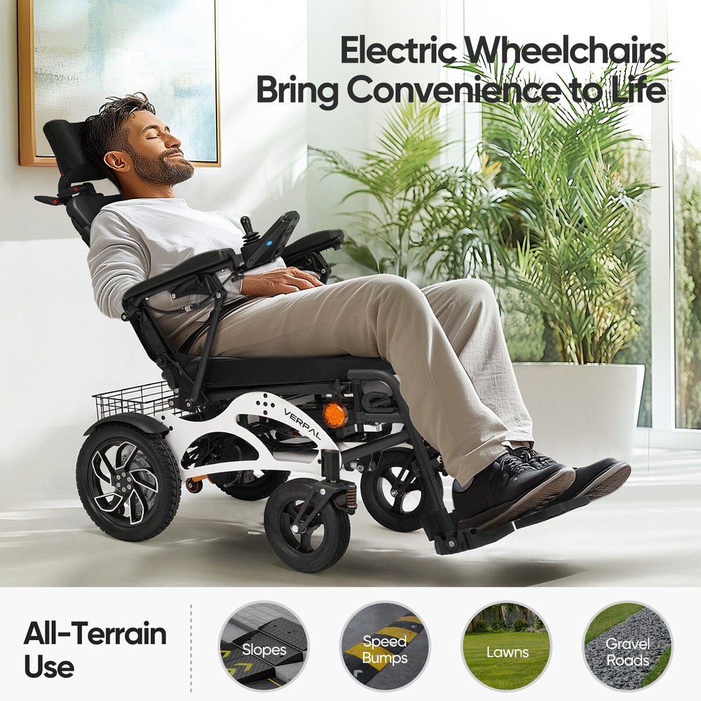 Foldable Electric Wheelchair Automatic Reclining 400LB Load Capacity For Airline