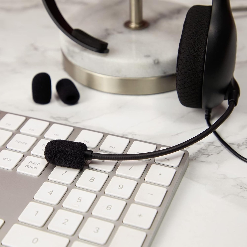 24 Pack Mini Foam Windscreen for Headset Microphone Black