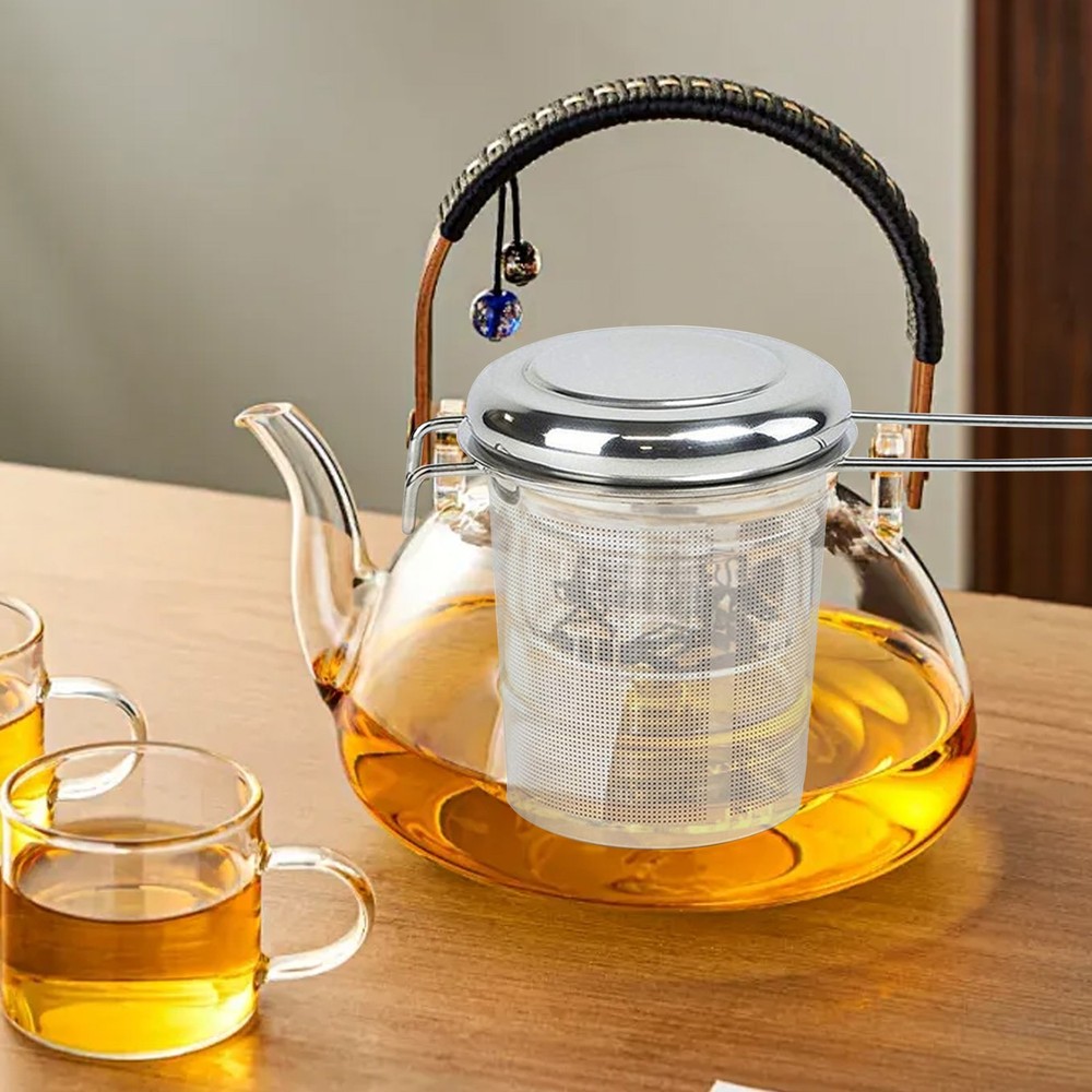 Stainless Steel Tea Diffuser Basket with Handle & Lid, Loose Leaf Tea Strainer