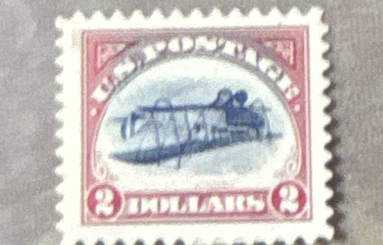 Inverted Jenny 2 Dollar US Air Mail Stamp Red Blue United States Aviation