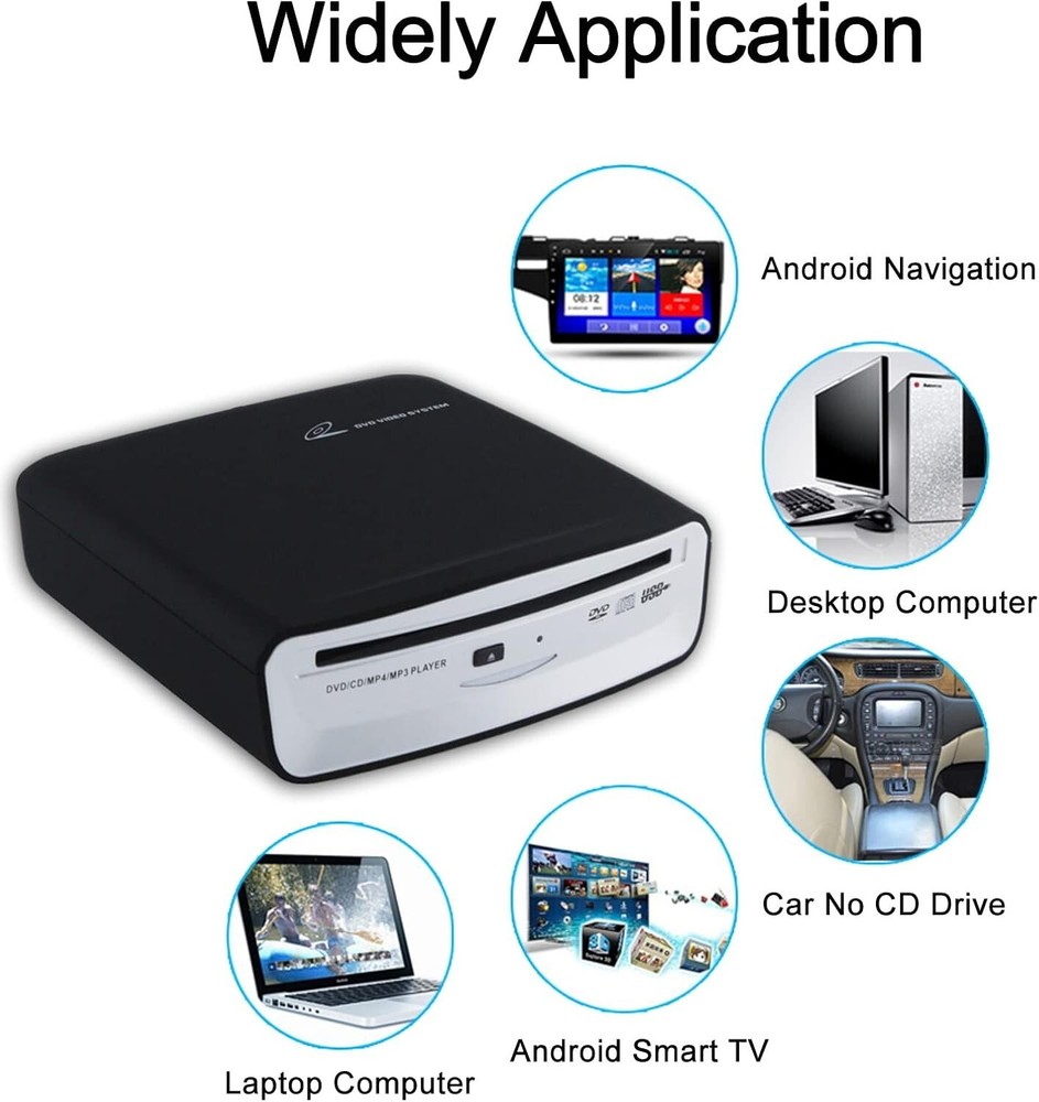 Universal USB External CD Player for Car - Plug & Play with Multi-Device Support
