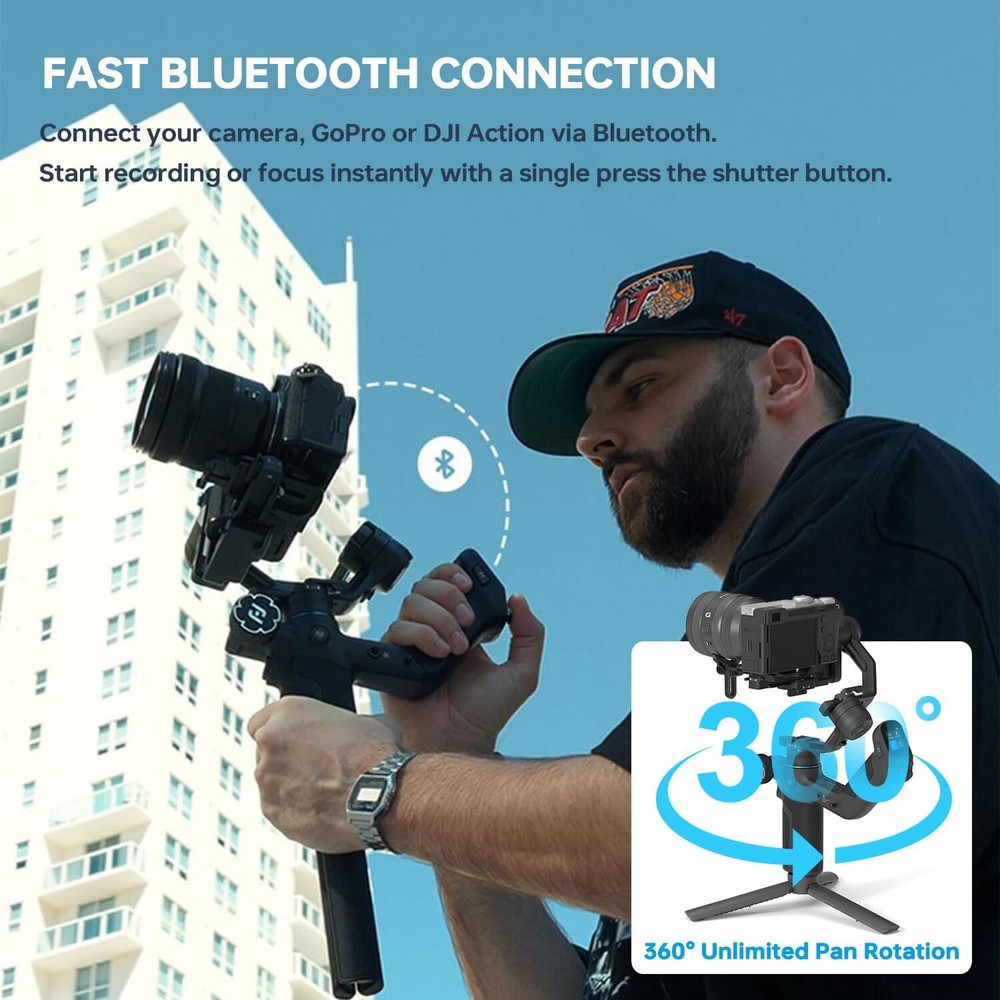 SCORP Mini 3 Pro Gimbal | AI Tracking, Remote Handle for iPhone, Sony ZV Camera