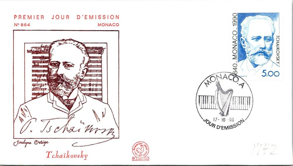 Monaco SC# 1742 FDC 1990 Tchaikovsky - A03018